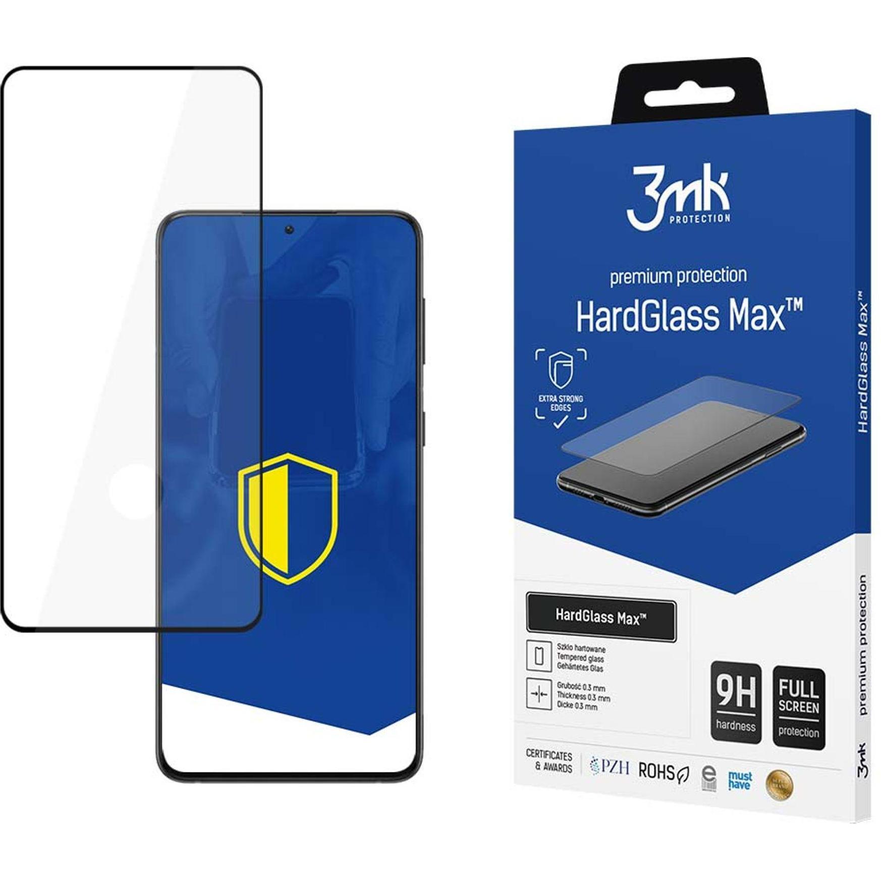 3MK Hardglass Max Bildschirmschutz (1 Stück, Samsung Galaxy S21), Smartphone Schutzfolie, Schwarz