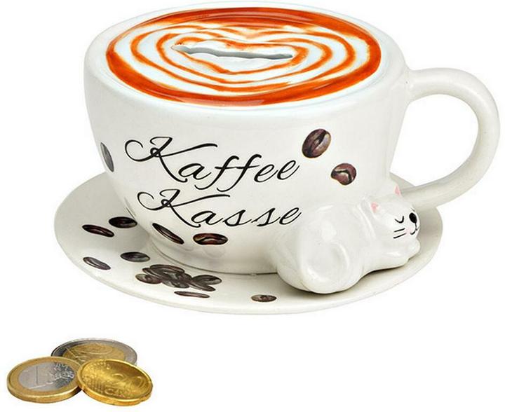G. Wurm Tazza da caffè in ceramica salvadanaio bianco (L/H/D) 14x8x13cm (14 x 8 x 13 cm)