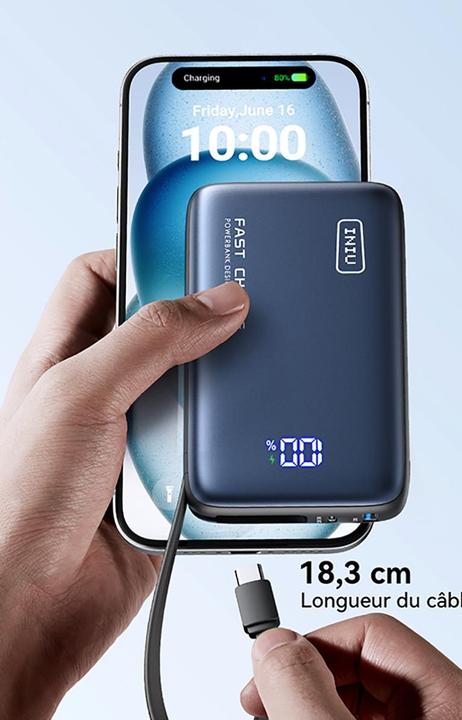 Image du produit INIUPB20ACPOCKETBK Powerbank (20000 mAh, 65 W, 74 Wh)
