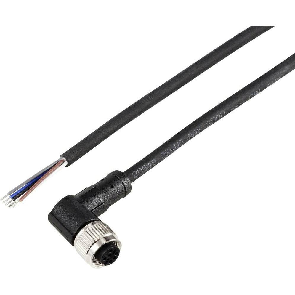 Tru Components TC-12833084 Sensor-/Aktor-Anschlussleitung M12 Kupplung, gewinkel, Elektronikkabel + Stecker, Schwarz