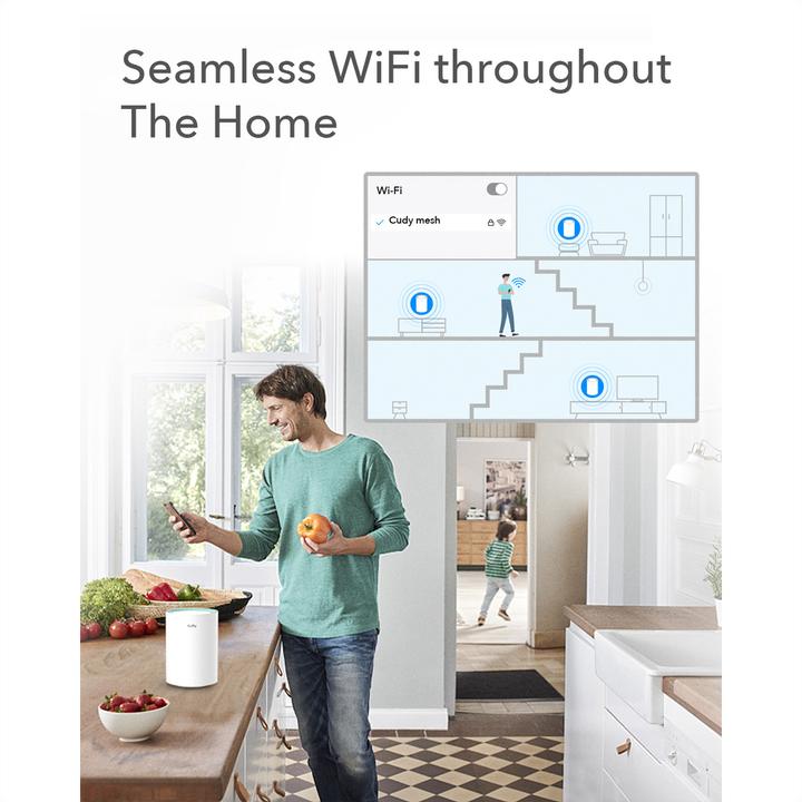 Produktbild Cudy M1300 2-PACK mesh wi-fi system Dual-band ( / ) Wi-Fi 5 (802.11ac) White 1 Internal