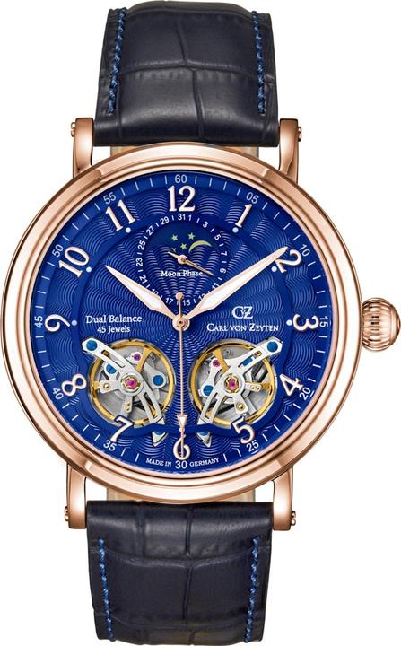 Actual product image Carl von Zeyten CVZ0054RBLS Murg Automatic Watch Black Forest Moonphase 46mm 5ATM (Moon phase clock, 46 mm)