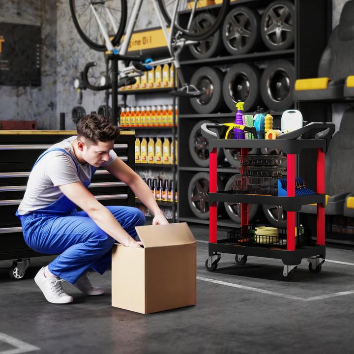 Image du produit Homcom Werkstattwagen Kunststoff Schwarz+Rot