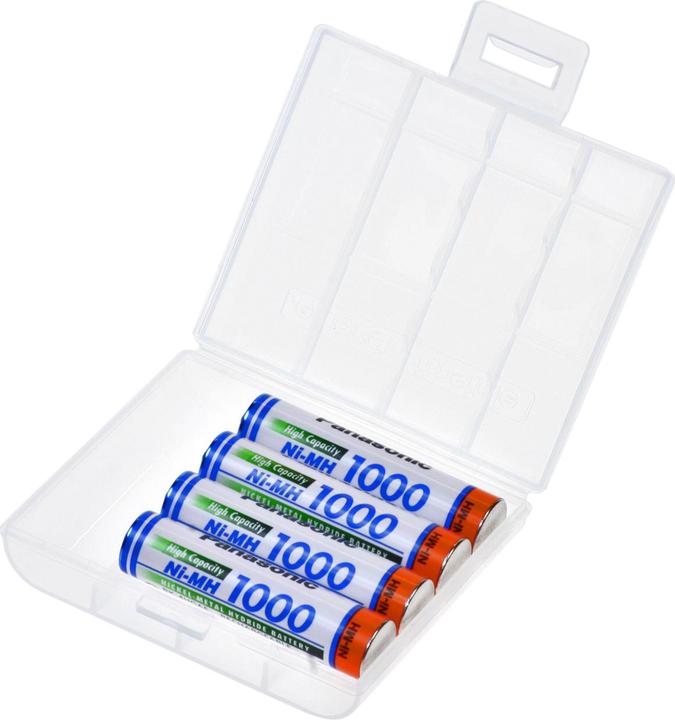 Produktbild Panasonic NiMH Micro (AAA) Akkus mit 1000mAh - 4 Stück mit Akkubox (4 Stk., AAA / LR03 / Micro / R03 / AM4 / MN2400 / KR03)