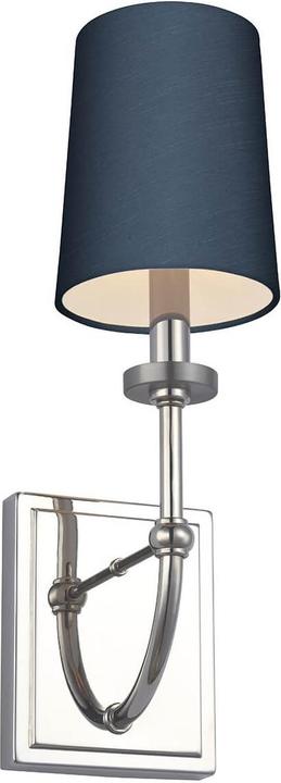 Actual product image Elstead Lighting Felixstowe LED wall light G9 chrome, Breton silk imitation shade Breton blue IP44 (300 lm, G9, IP44)
