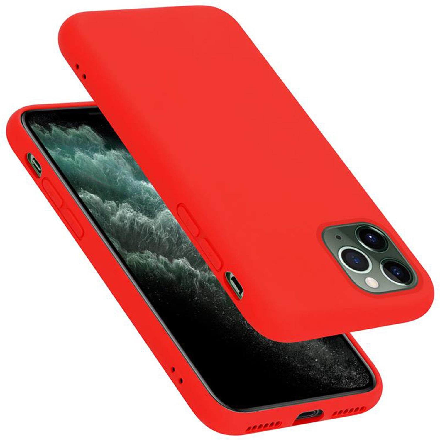 Cadorabo TPU Liquid Silicone Case Cover (Apple iPhone 11 Pro Max), Smartphone Hülle, Rot