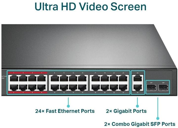 Produktbild TP-Link Switch 26-Port 10/100Mbps PoE 100 Mbps (26 Ports)