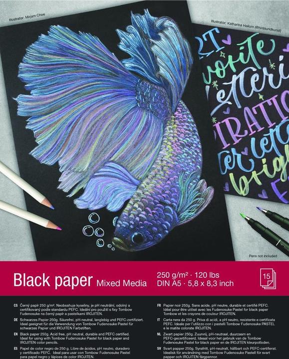 Actual product image Tombow Black Paper Drawing Pad (A5, Plain, No binding)