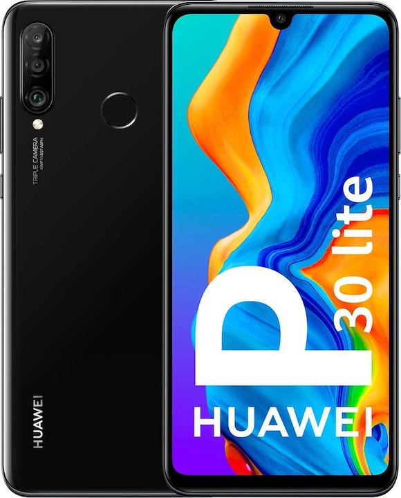 Actual product image Huawei P30 Lite (4GB) (128 GB, Midnight Black, 6.15", Hybrid Dual SIM, 48 Mpx, 4G)