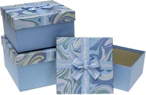 Produktbild Teka Geschenkbox mit Schleife, 3 Stück, blau ROSETT (3x)