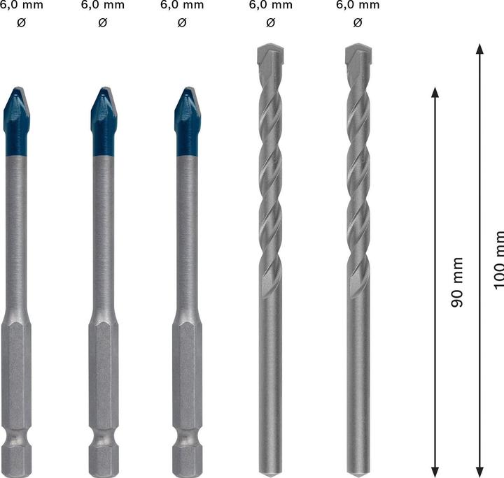 Produktbild Bosch Professional Zubehör EXPERT HEX-9 HardCeramic Bohrer Mixed Set, 6 mm, 5-tlg. (6 Millimeter)
