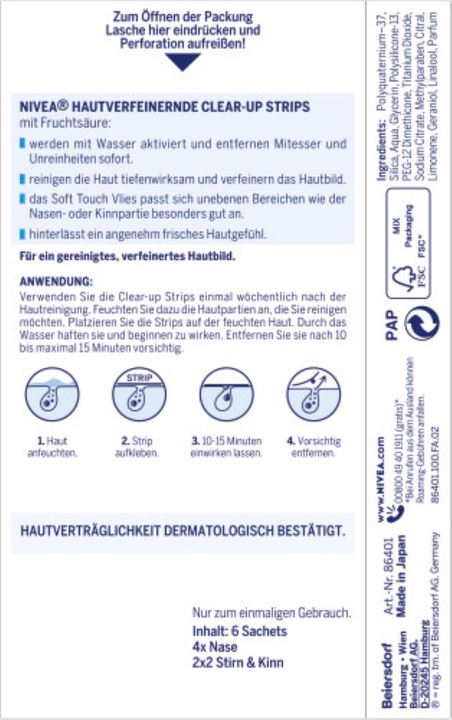 Produktbild NIVEA Hautverfeinernde Clear-up Strips (Mitesserentferner, 6000 ml)