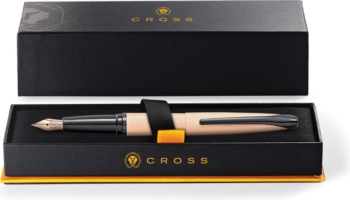 Actual product image Cross Fountain Pen ATX Rose Gold with etched diamond pattern, Fine Nib (Rose gold, 1 x)