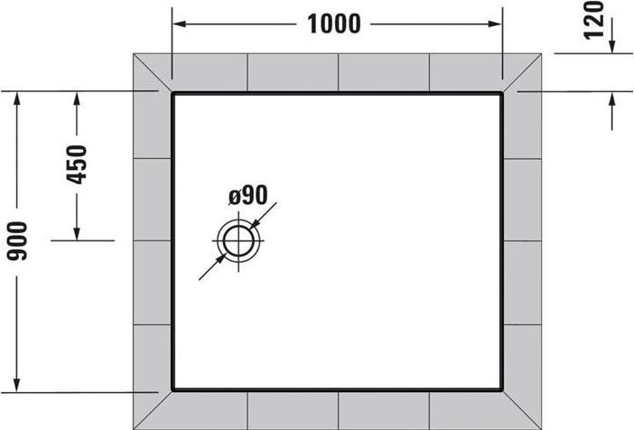 Actual product image Duravit Rectangular shower tray TEMPANO 1000x900x40mm white