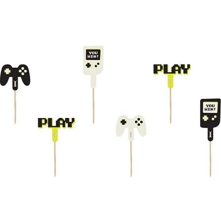 Partydeco Cupcake Topper - Gamer (6pcs)