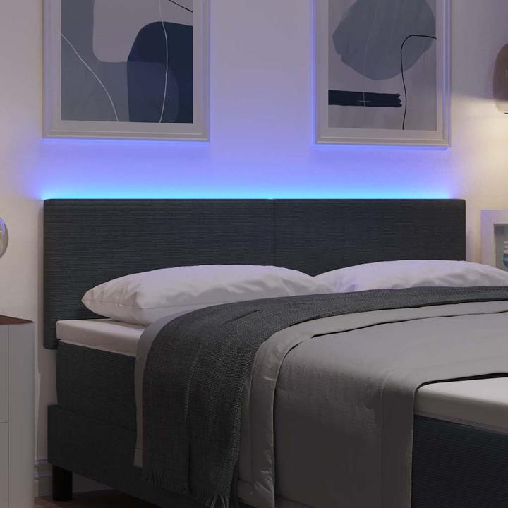 Image du produit vidaXL Tête de lit LED Gris foncé uni 80 cm Tissu velours côtelé (160 x 5 x 88 cm)