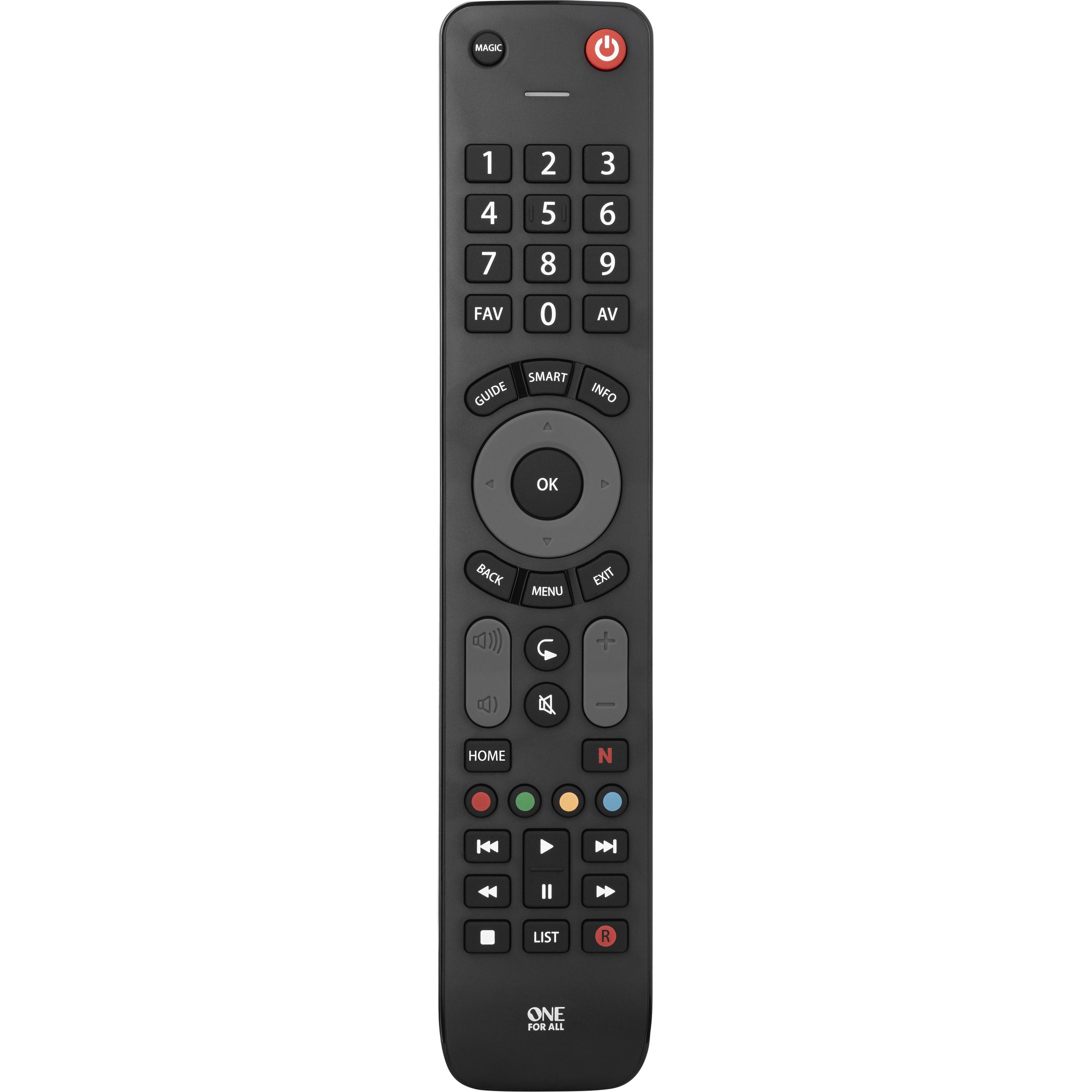 One for All Evolve TV (Universal Fernbedienung, Infrarot), Fernbedienung, Schwarz