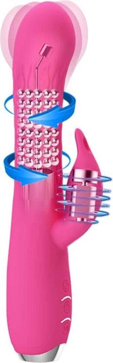 pink dolphin vibrator Eden Pink Dolphin Vibrator with 32 Functions and Rotating Beads, Dual  Stimulator, Body-Safe TPE, 9 Inch main image 1