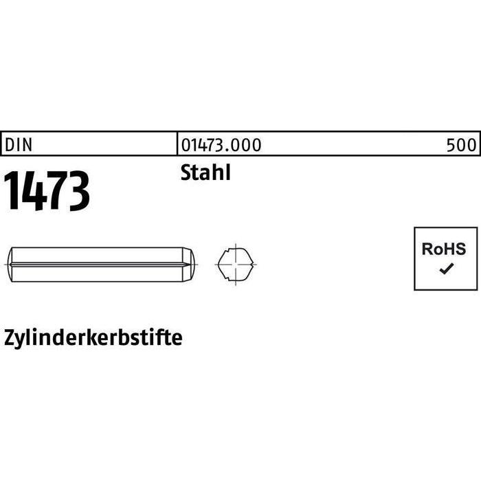 Zubehör Befestigungstechnik, Zylinderkerbstift DIN 1473 2 x 12 Stahl DIN 1473