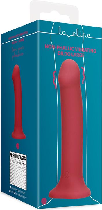 Loveline Non-Phallic Vibrating Dildo - Large - Raspberry Red