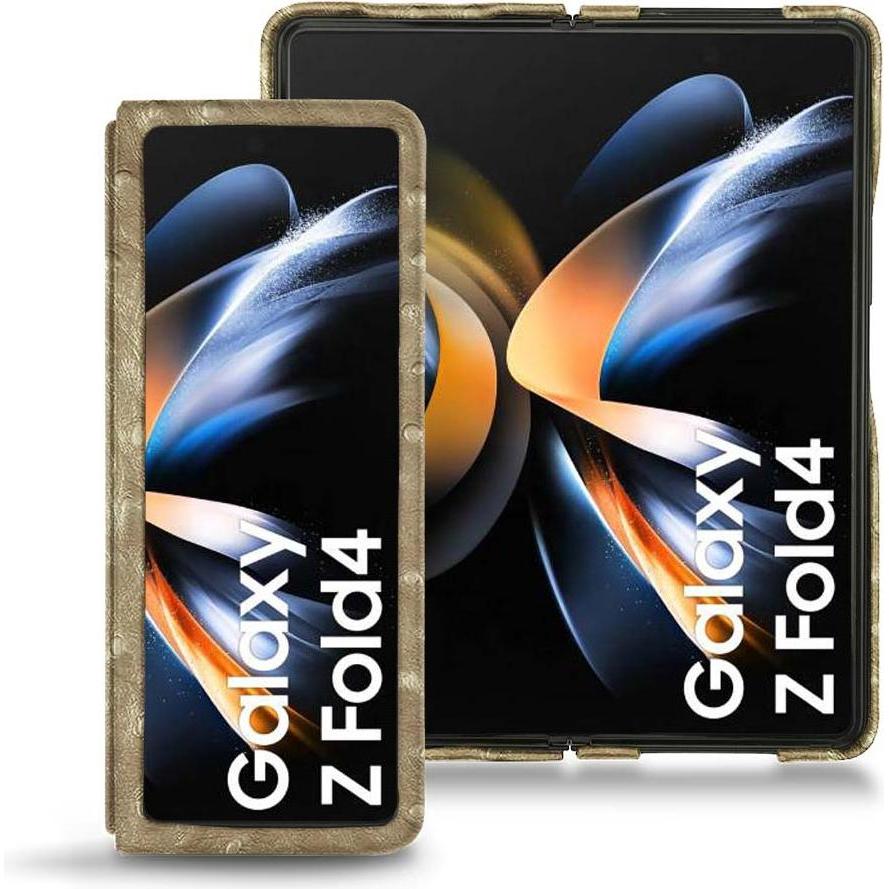 Thumbnail - Noreve Lederschutzhülle Samsung Galaxy Z Fold4 (Samsung Galaxy Z Fold4), Smartphone Hülle, Beige