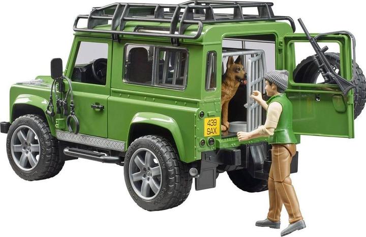 Actual product image Bruder Land Rover Defender Station Wagon with forest ranger and dog