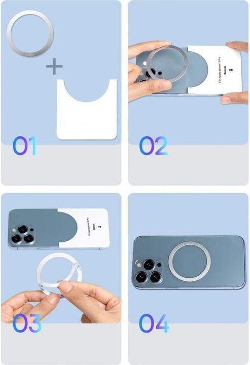 Actual product image Baseus Halo Series Magnetic Metal Ring2pcs/packSilver