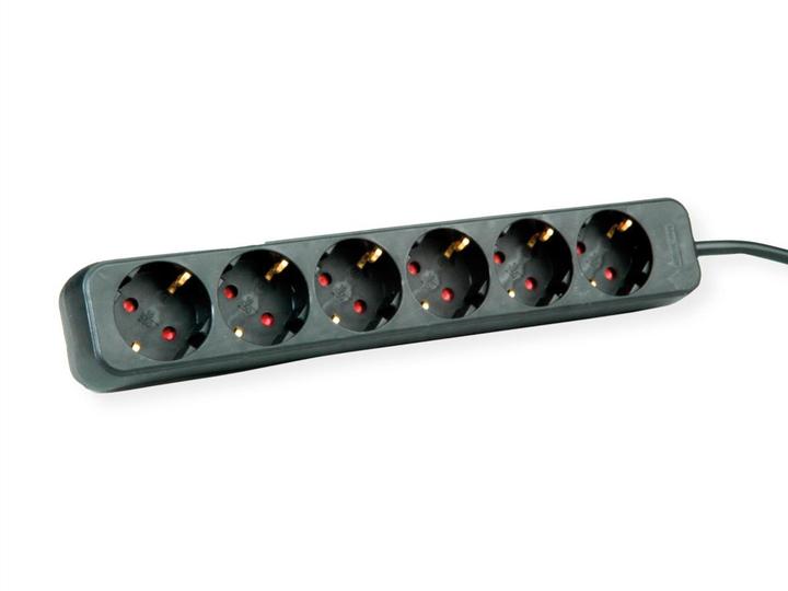 Productafbeelding Roline 6-weg stekkerdoos zonder schakelaar zwart 3m (6x, CEE 7/3, 3 m)