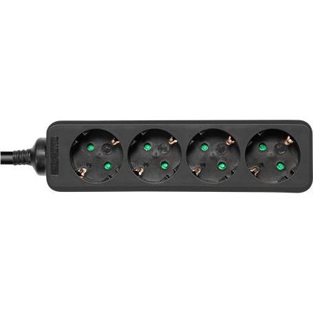 Deltaco, Steckdosenleiste, GT-0422 power extension 4 AC outlet(s) Indoor Black (4 x, CEE 7/3, 5 m)