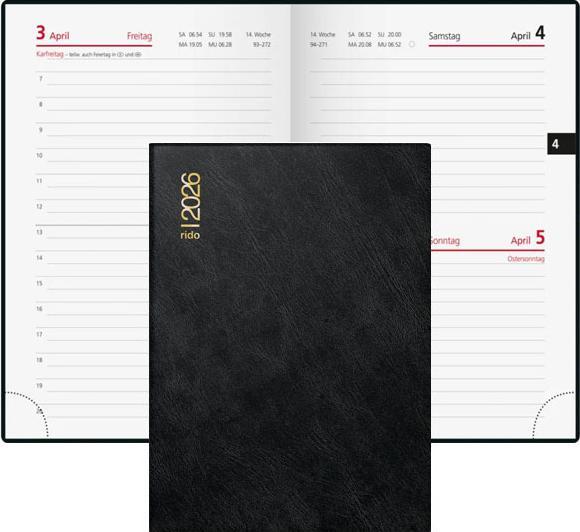 Image du produit Ridoide Technik III PVC 2026 701824290 1T/1S schwarz DE 10x14cm (A6, 1 jour / 1 page)