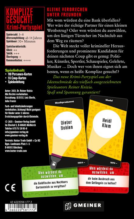 Produktbild Komplize gesucht (Deutsch, 3 - 8 Spieler)