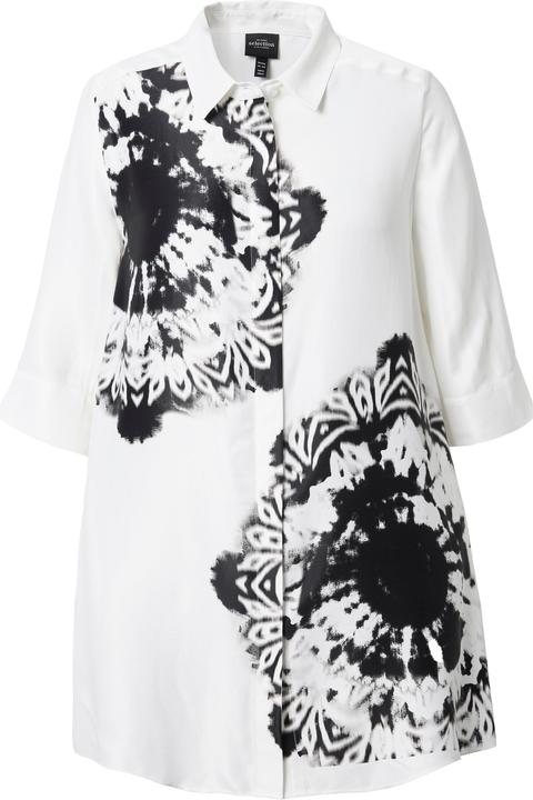 Immagine prodotto Ulla Popken Blusa dal taglio svasato con batik, colletto da camicia e maniche a 3/4 (60)