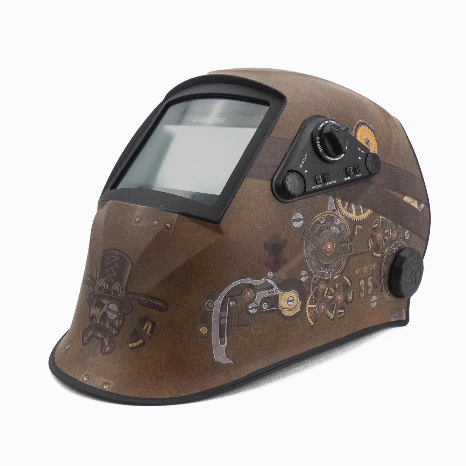 Solter, Occhiali protettivi + visiera, Steampunk Professional Welding Helmet with True Color Technology and 4 Sensors