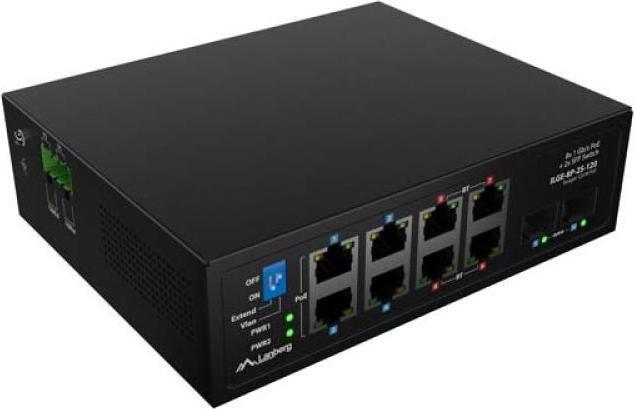 Lanberg switch light industrial POE 4xBT 4xAT 2xSFP DIN niezarządzalny gigabit ethernet (8 ports)