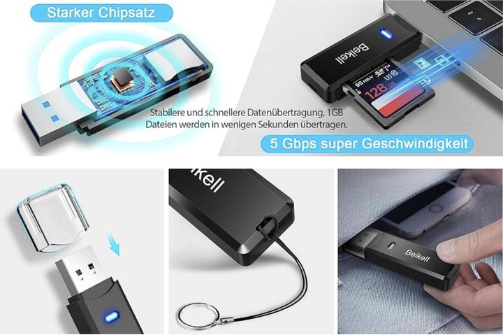 Immagine prodotto Beikell Lettore di schede 2-in-1 MiniPro (USB 3.0)