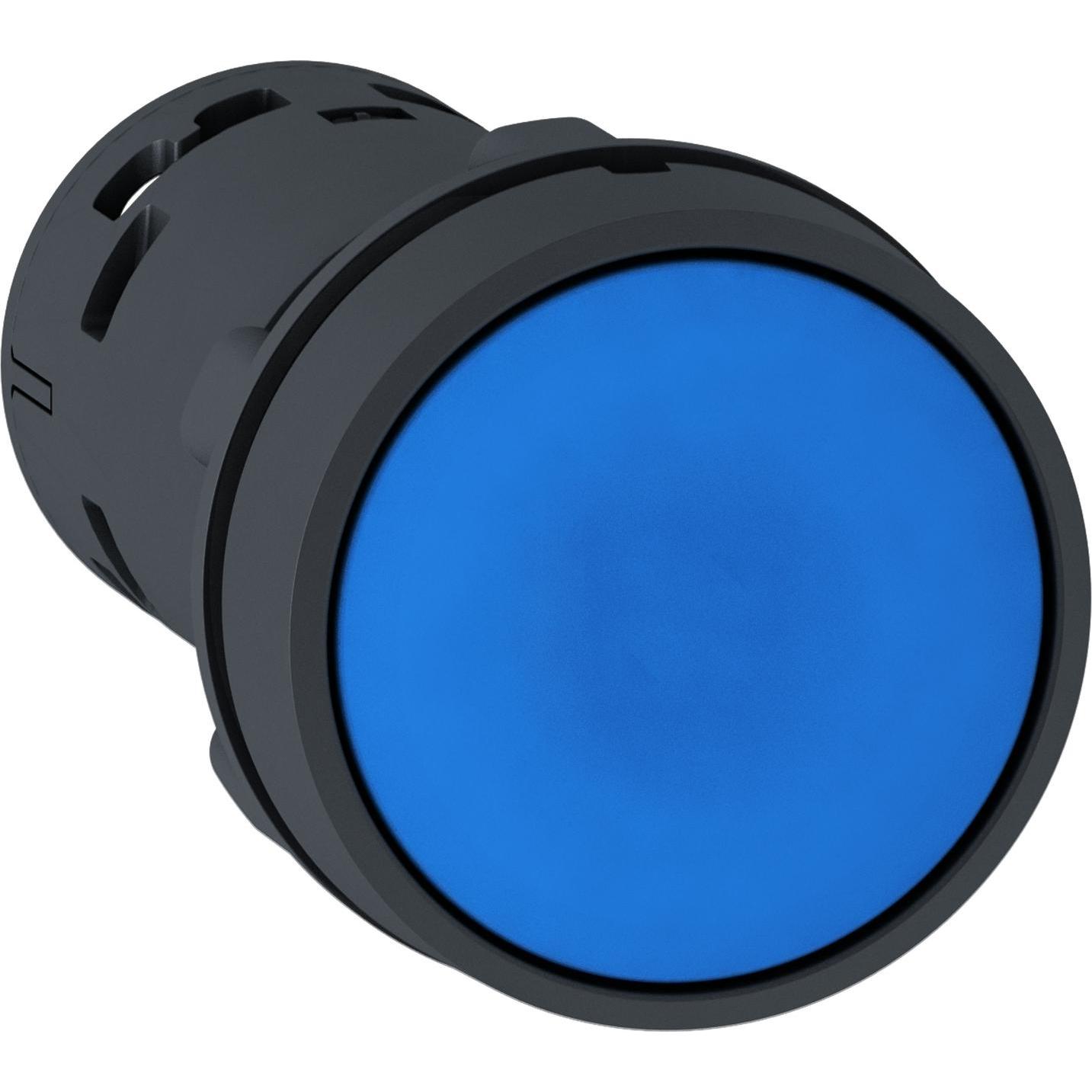 Schneider Electric Steuerknopf 22 mm mit Federrückstellung 1NO 1R (XB7NA65), Taster + Schalter, Blau