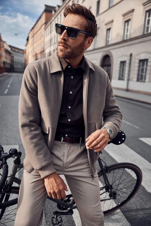 Actual product image JP1880 wool-blend blouson, zip, patch pockets, up to 7 XL (L, XL)