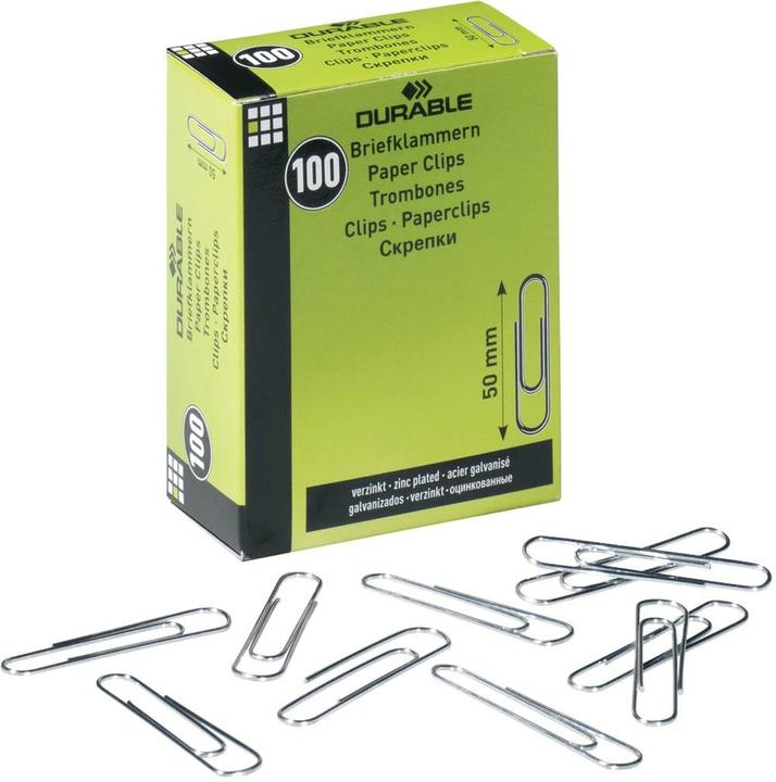 Produktbild Durable Büroklammer runde Form 50mm Metall zink 100 St./Pack. (1 x)