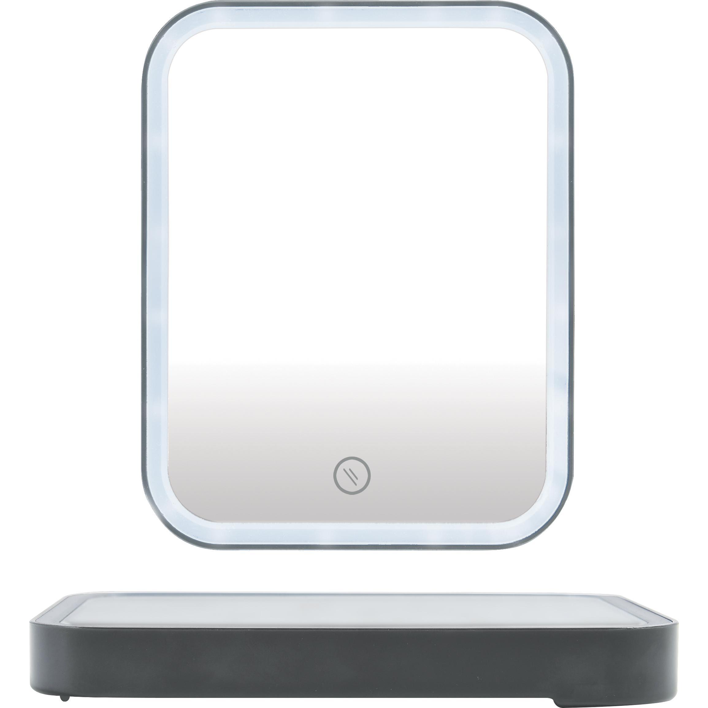 MSV, Specchio cosmetico, MIROIR LED 15X2,4X19,8CM GRIS FONCÉ (15 x 2,5 x 20 cm)