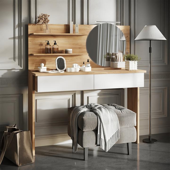 Actual product image Vicco Bathroom mirror cabinet Avena, Oak, 120 x 50 cm with 3 open compartments (120 x 13.50 x 50 cm)