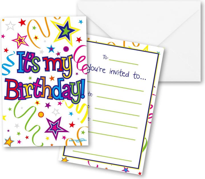 Actual product image Oaktree It's My Birthday Ribbon Invitations (Pack of 8) (8 pcs.)
