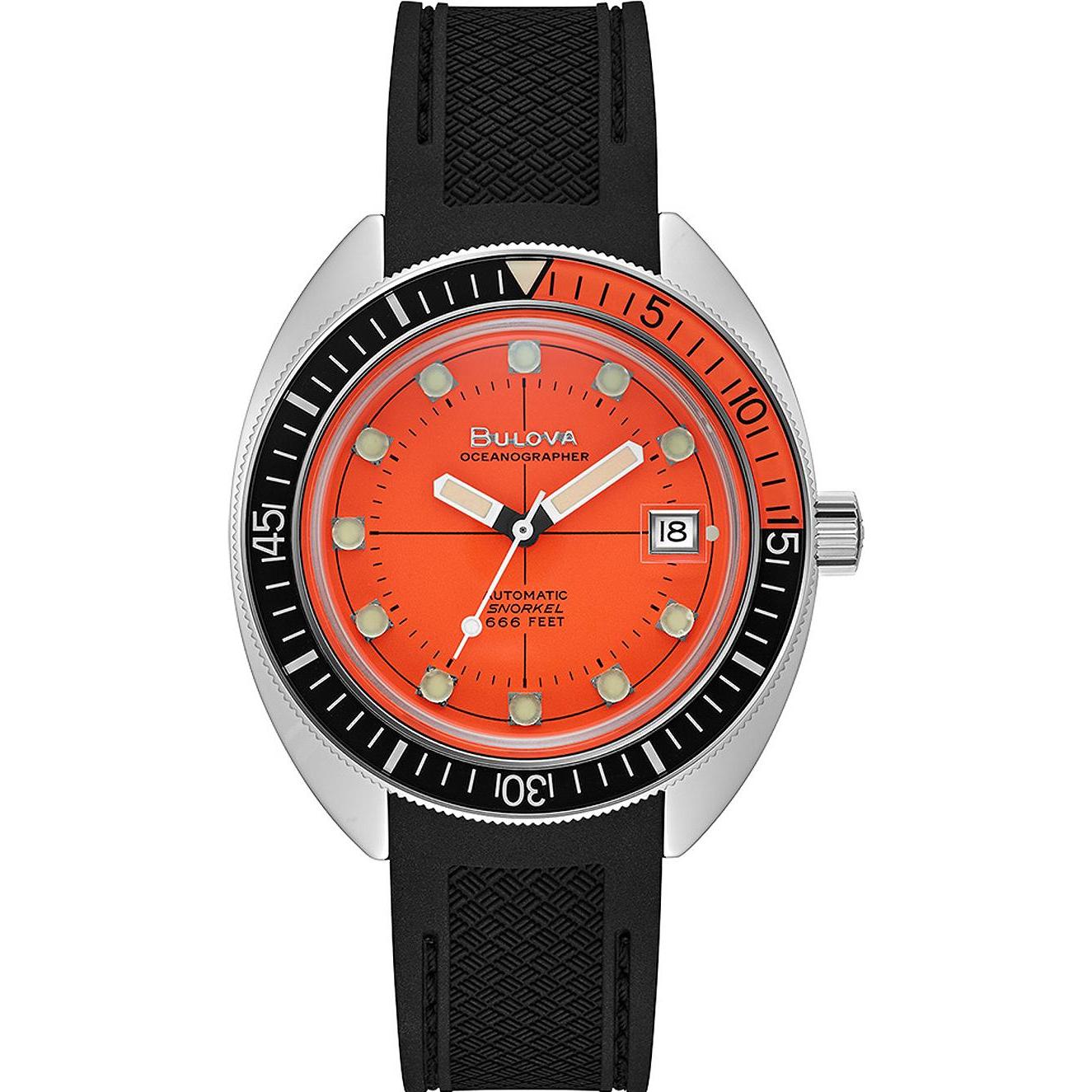 Bulova, Orologio da polso, Tuffatore del diavolo, Arancia, (Orologio da polso analogico, Orologio sub, Lunetta girevole, 41 mm)