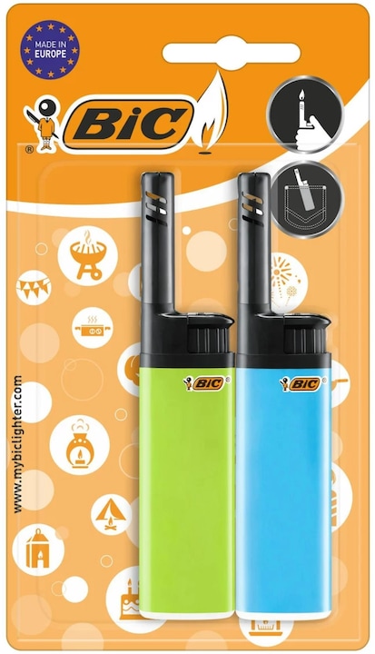 Bic Hybrid Lighter J38 Wall, Assorted, 2-Pack, Type