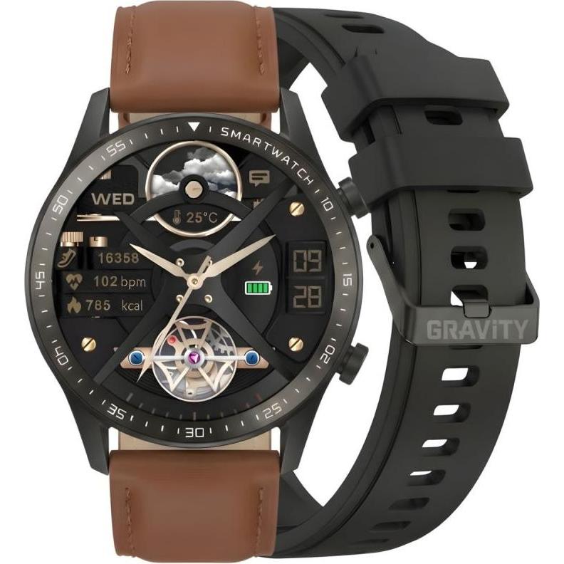 Gravity Smartwatch Czarny 2 Paski GT10-4, Smartwatch