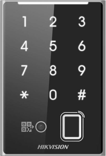 Actual product image Hikvision DS-K1109DKFB-QR Card reader with keypad, QR code and fingerprint