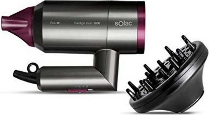 Image du produit Solac Hair&Go Ionic, Grey, Purple, anneau suspendu, 2000 W, 420 g (2000 W)