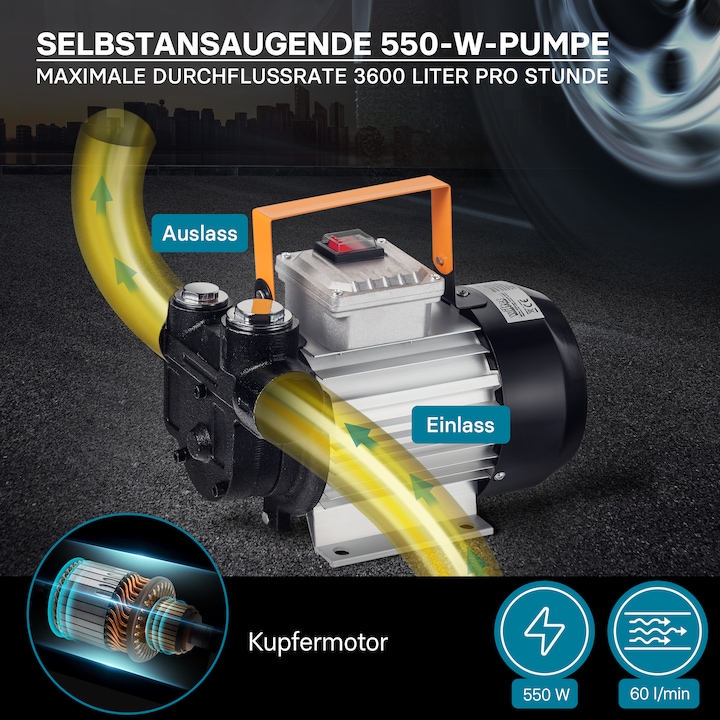 Produktbild Wiltec Heizöl- und Dieselpumpe Typ04011 230V/550W 20-60l/min selbstansaugend