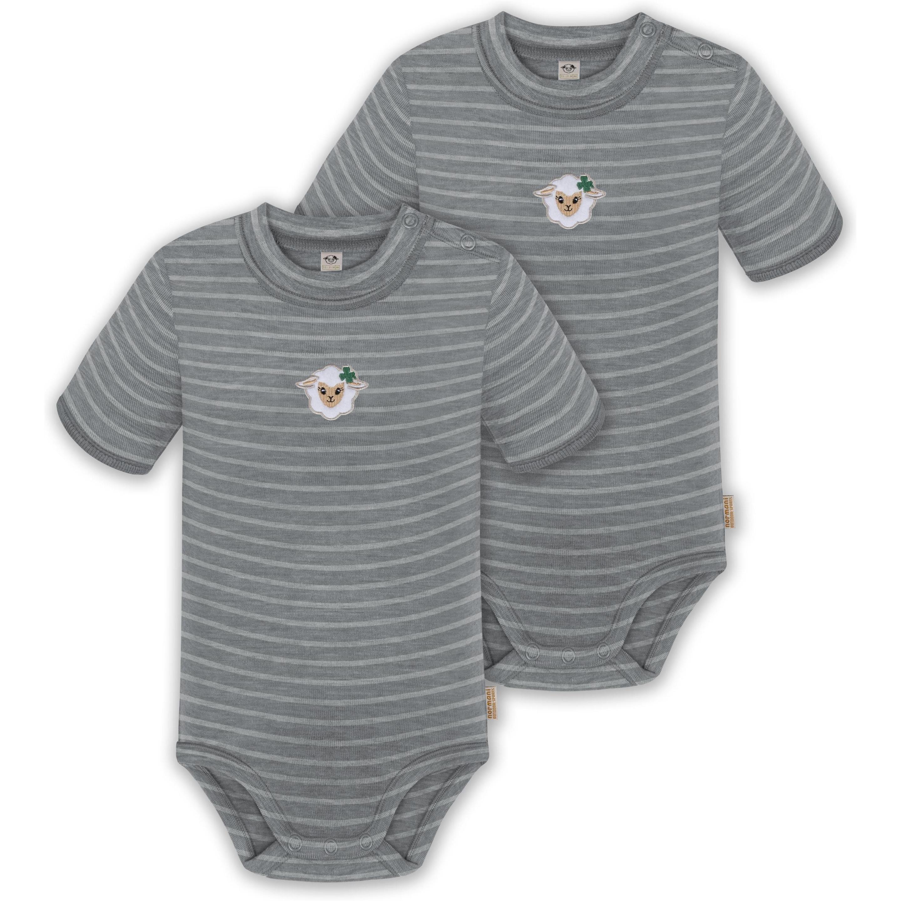 Normani, Body, 2er Set Baby Merino Kurzarmbody „Tihoi" - 9309, Grau, (68)