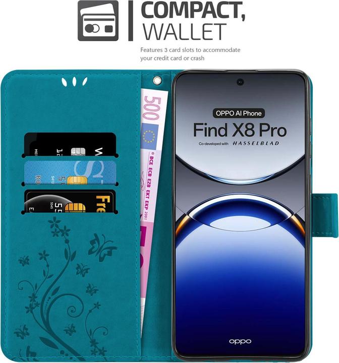 Produktbild Cadorabo Hülle für Oppo Find X8 Pro mit Blumen Muster (Oppo Find X8 Pro)
