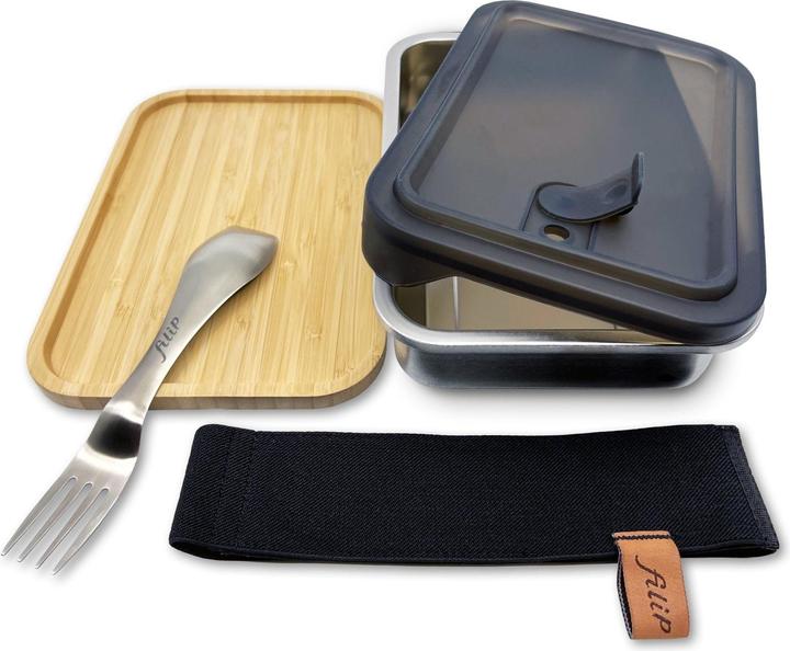 Produktbild Filip & Friends Lunchbox Edelstahl filip® No1 | Bambusbrett, Sleeve & Spork
